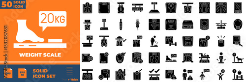 Weight Scale Solid Editable Icons set. Vector illustration in modern thin solid style of weight scale icons: weight, measure, height, etc