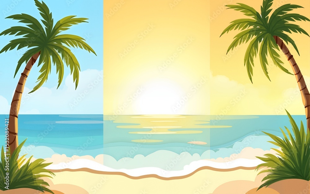 Summertime backgrounds set with palm trees, summer sun and brush strokes for your graphic design. Sunny Days. Vector illustration. High quality Summertime backgrounds set with palm trees, summer sun and brush strokes for your graphic design. Sunny Days. Vector illustration. High quality