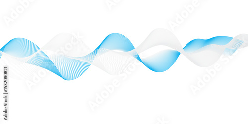  A dynamic abstract wave design featuring intertwined and overlapping bands of translucent light blue and white. The ribbons create a rhythmic, flowing pattern with soft gradients,
