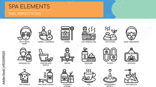 Spa Icons 20 Pixel-Perfect Line Icons for Wellness & Relaxation Design