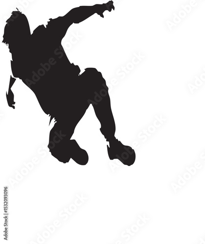 Dynamic Parkour Athlete Silhouette in Mid-Air - Urban Sports, Freedom & Extreme Movement