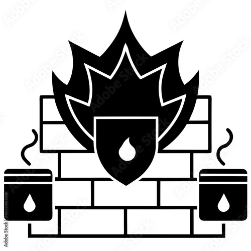 Firewall Vector Illustration | Generative AI & Linocut Silhouette Design