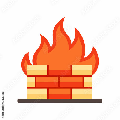 Firewall Vector Illustration | Generative AI & Linocut Silhouette Design