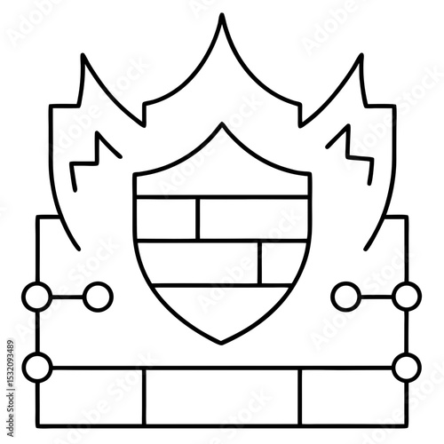 Firewall Vector Illustration | Generative AI & Linocut Silhouette Design