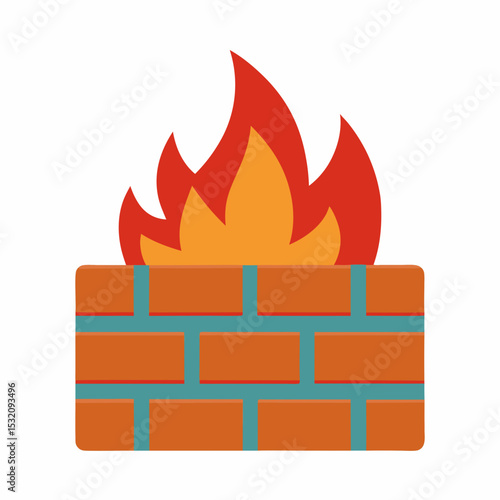 Firewall Vector Illustration | Generative AI & Linocut Silhouette Design