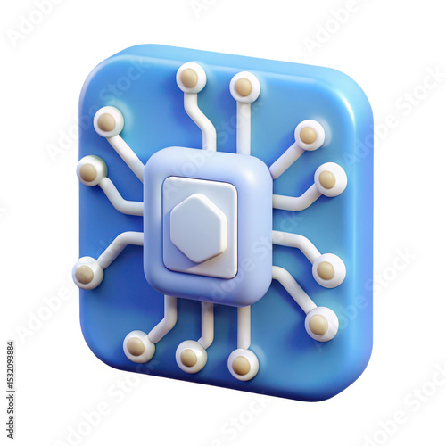 3d microchip icon isolated on white background