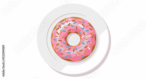 Colorful flat vector of donut with sprinkles