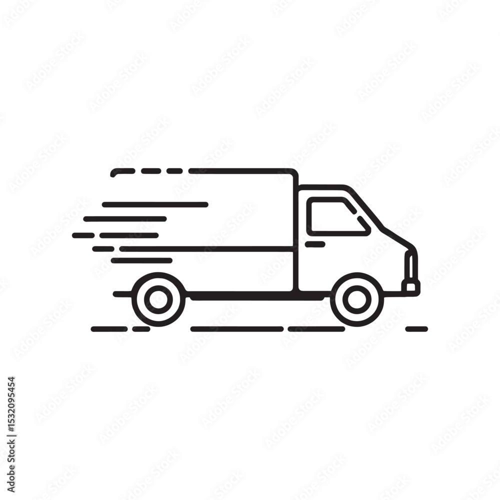 Delivery Van Line Art Vector Illustration Simple Design Delivery Van Line Art Vector Illustration Simple Design