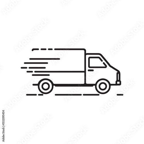 Delivery Van Line Art Vector Illustration Simple Design