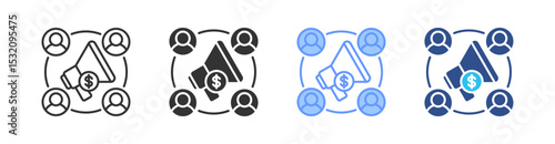 Sponsorship Multi Style Icon Set Vector 