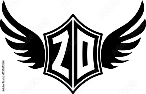 ZO logo emblem with winged and shield template