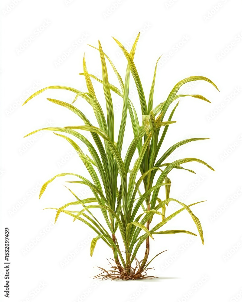 Fototapeta premium Lush green grass tuft against white