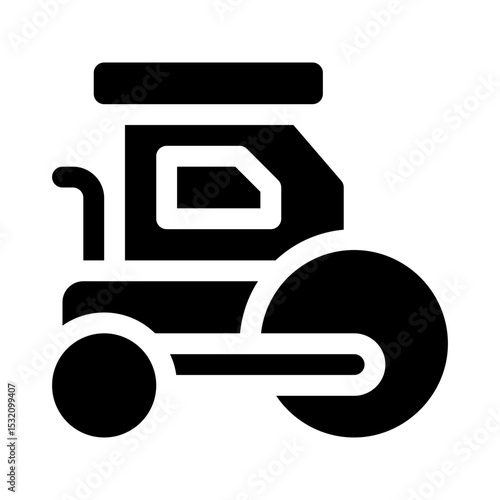 Road roller glyph icon