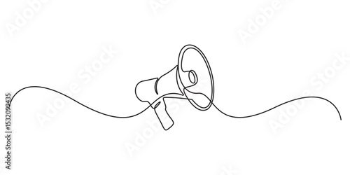 Continuous single line art drawing of megaphone speaker for news and promotion. One line art speaker. Vector illustration