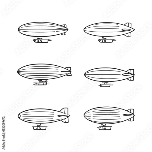 Elegant Outline Drawing of a Zeppelin Flying Above