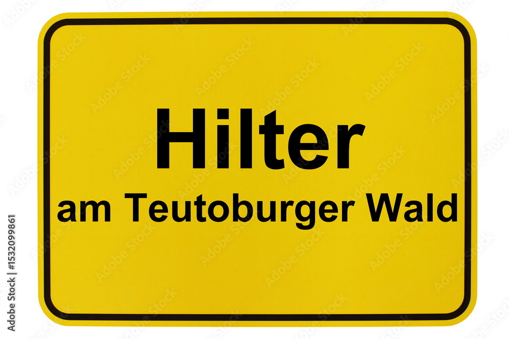 Illustration eines Ortsschildes der Gemeinde Hilter im Teutoburger Wald in Niedersachsen Illustration eines Ortsschildes der Gemeinde Hilter im Teutoburger Wald in Niedersachsen