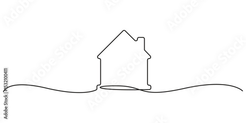 Continuous one line drawing of home icon. Modern house illustration. Single line art home illustration. Vector illustration for the web design continuous thin line home graphic illustration