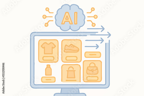 AI Artificial Intelligence Shopping Online Ecommerce Retail Illustration