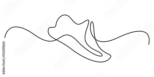 Continuous single line drawing of casual sneakers shoes minimalism design, Shoes one line drawing. Sports shoes in simple linear style. Sneakers isolated on white background vector illustration