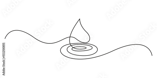 Continuous one line drawing of blood drop on transparent background, blood drop icon single line drawing, continuous line art drawing of blood drop, One line drawing of water drop. Vector illustration