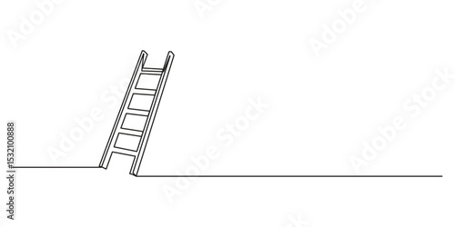 Ladder continuous single line drawing vector illustration. Set of stepladder, steps, construction ladder in one line art. Single line drawing of repair, professional, hand, people, concept. Pro vector