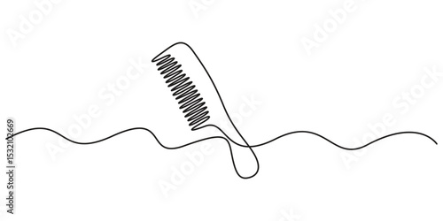 Hair care one continuous line drawing with color shapes, Single continuous line art of hair comb icon. One line art vector illustration, Hair comb continuous one line art, Hair combs single line icon.