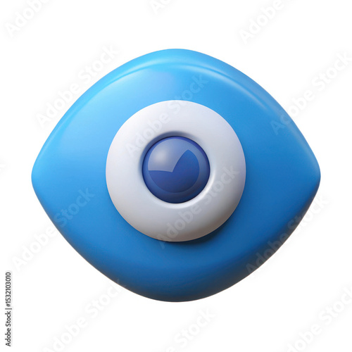 3d blue eye icon isolated on white background