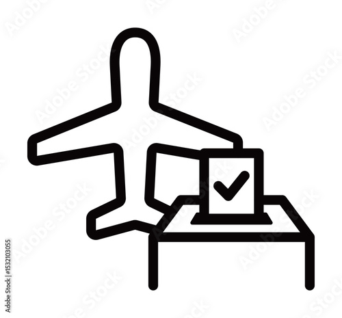 不在者投票のアイコン　選挙　投票　期日前投票　投票箱　投票用紙　旅先