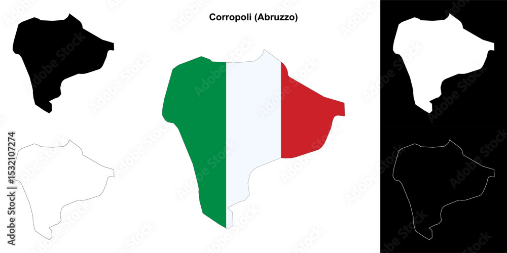 Fototapeta premium Corropoli (Abruzzo) outline map set