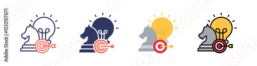 Strategy Multi Style Icon Set Vector 