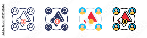 Sponsorship Multi Style Icon Set Vector 