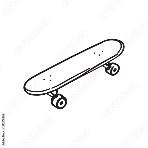 Hand drawn skateboard outline for graphic design projects