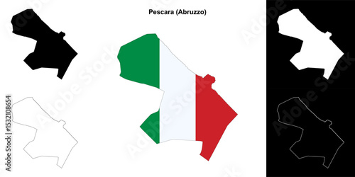 Pescara (Abruzzo) outline map set