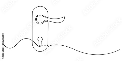 door knob continuous one line drawing, Door Handle Drawing, Doorknob Black Stroke Linear Icon, Doorknob Icon on Black and White Vector Backgrounds, Silhouette Illustration Minimalist Style, Graphic. 