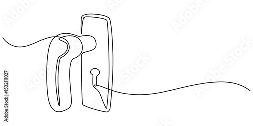door knob continuous one line drawing, Door Handle Drawing, Doorknob Black Stroke Linear Icon, Doorknob Icon on Black and White Vector Backgrounds, Silhouette Illustration Minimalist Style, Graphic. 