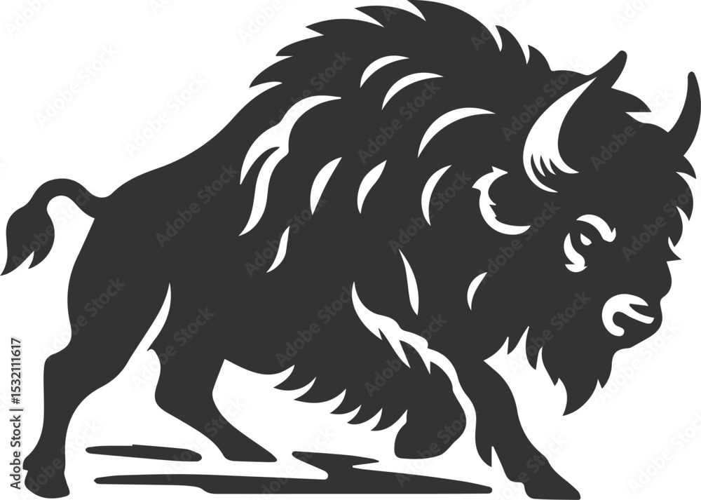 European bison mammal animal vector silhouette drawing European bison mammal animal vector silhouette drawing