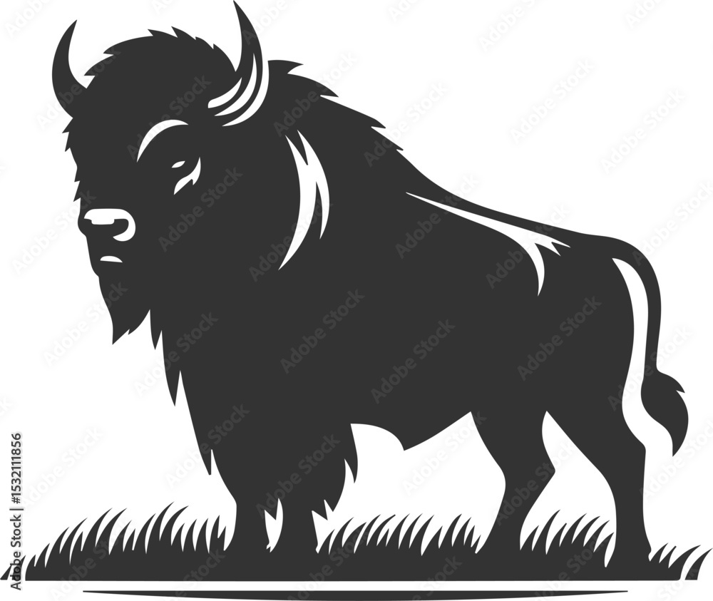 Fototapeta premium European bison mammal animal vector silhouette drawing