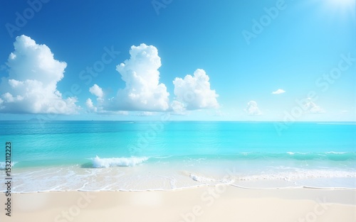 Wallpaper Mural Beautiful tropical beach with blue sky and white clouds abstract texture background. Copy space of summer vacation and holiday business travel concept. High quality Torontodigital.ca