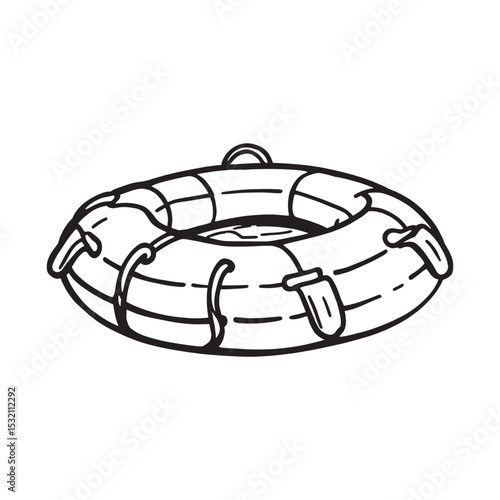 Line art lifeboat symbol for marine safety and rescue
