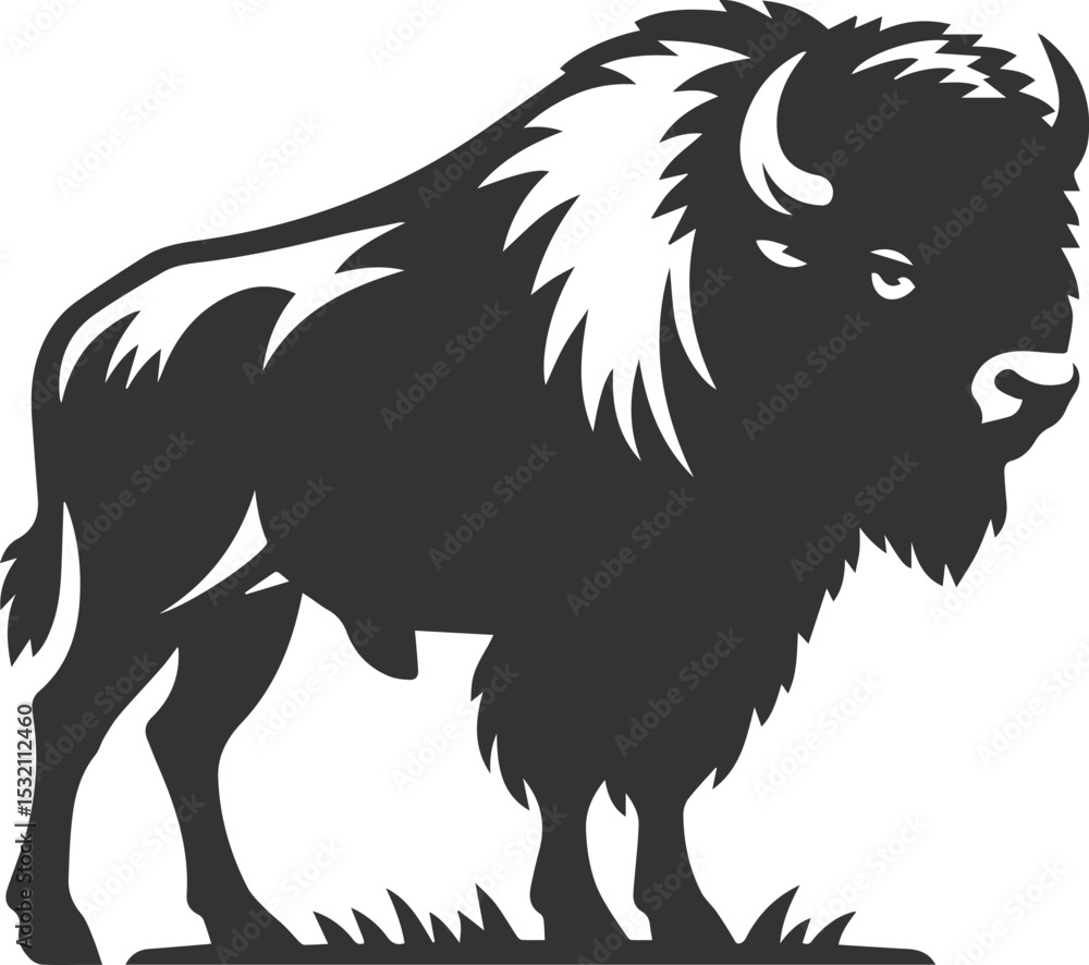 Obraz premium European bison mammal animal vector silhouette drawing