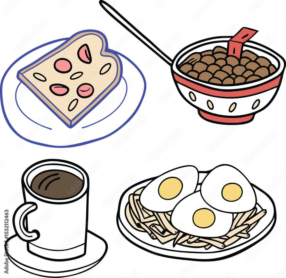 Asian Breakfast Set Illustration Asian Breakfast Set Illustration