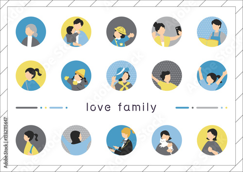 家族の人物アイコン素材集