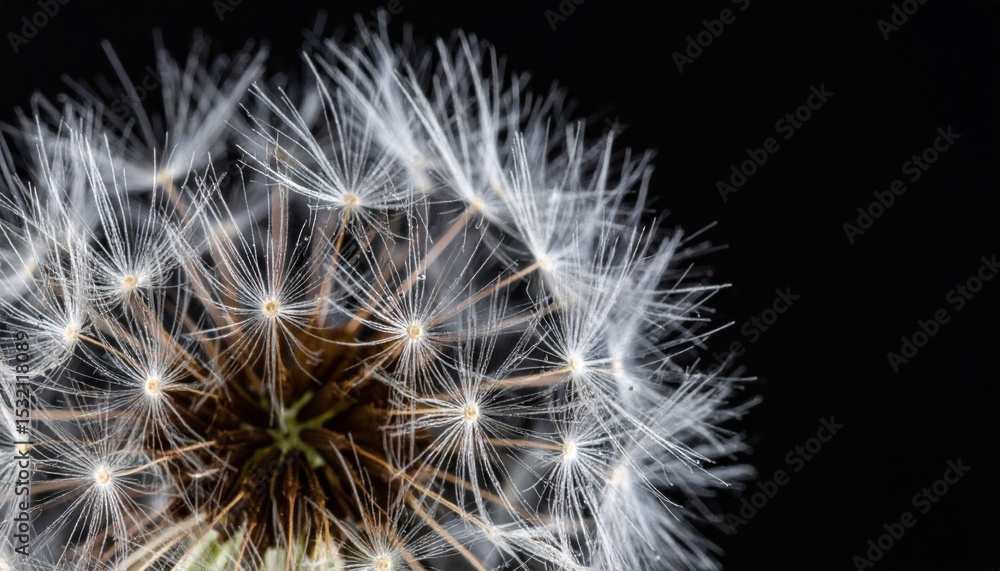 Obraz premium Detailed macro shot of a dandelion seed head with delicate white filaments