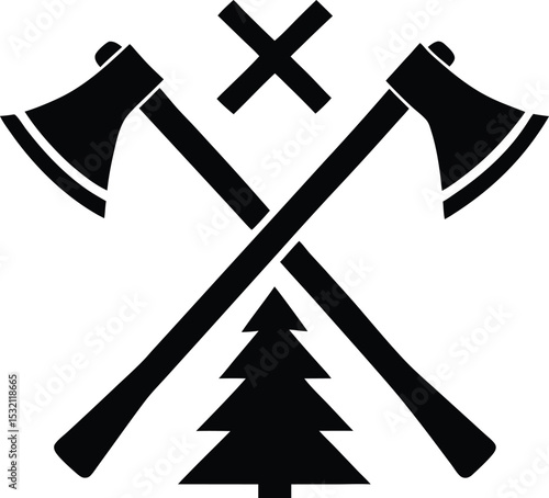 Crossed Axes and Pine Tree Icon