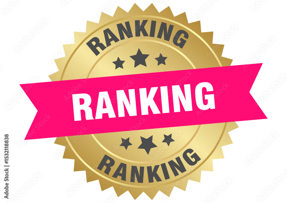Obraz premium ranking. ranking round pink and gold label isolated on transparent background