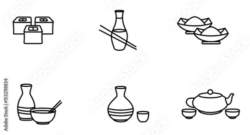 Sushi icons set. vector. editable