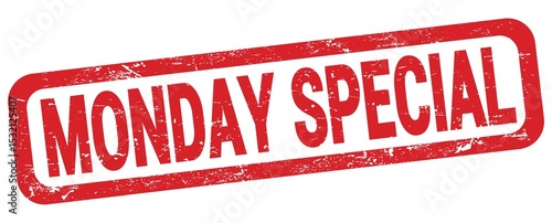 Konstfotografi MONDAY SPECIAL text written on red rectangle stamp.