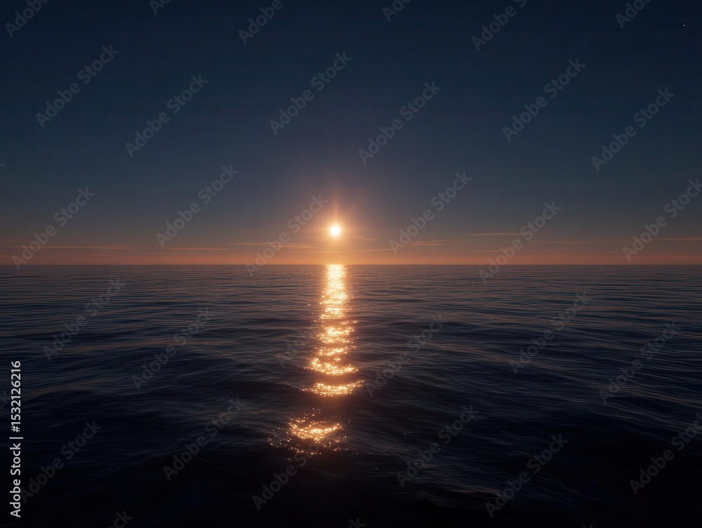 Obraz premium Early Sunlight Reflects on Quiet Sea
