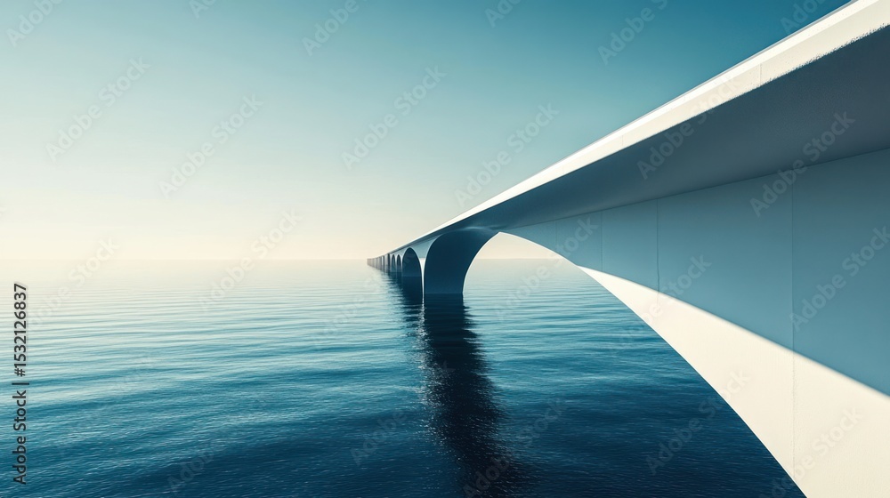 Obraz premium Modern Bridge Over the Sea: A Stunning Architectural Masterpiece
