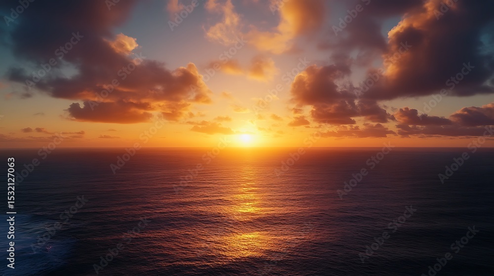 Fototapeta premium Ocean at Sunset with Dramatic Sky and Reflecting Light